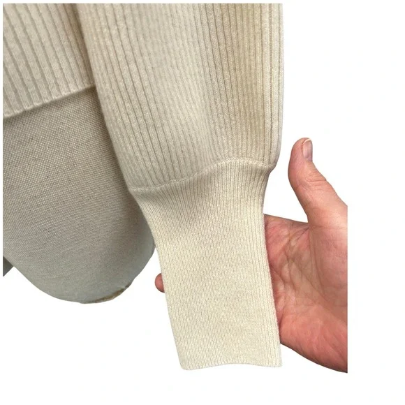 Reformation Cashmere Blend Sweater Womens Medium Cream Good Ribbed Cut Out - Picture 3 of 8